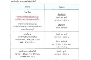 <strong>Read more about</strong><br />ประกาศ เรื่อง การปรับเวลาการให้บริการของแผนกกงสุล ประกาศ เรื่อง การปรับเวลาการให้บริการของแผนกกงสุล